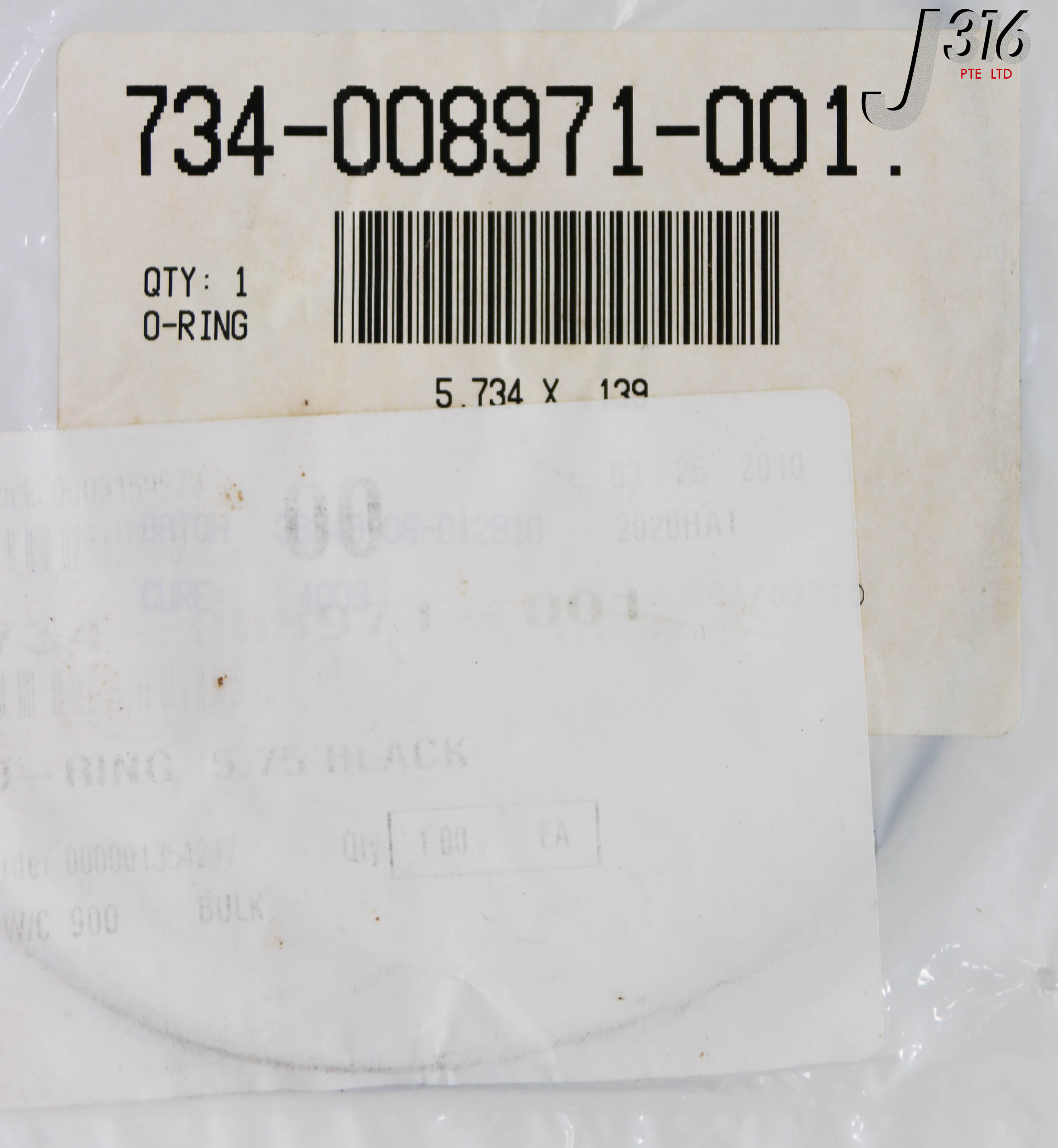 C3295 LAM RESEARCH O-RING, 5.734 ID X .139 C/S, BLACK (NEW) 734